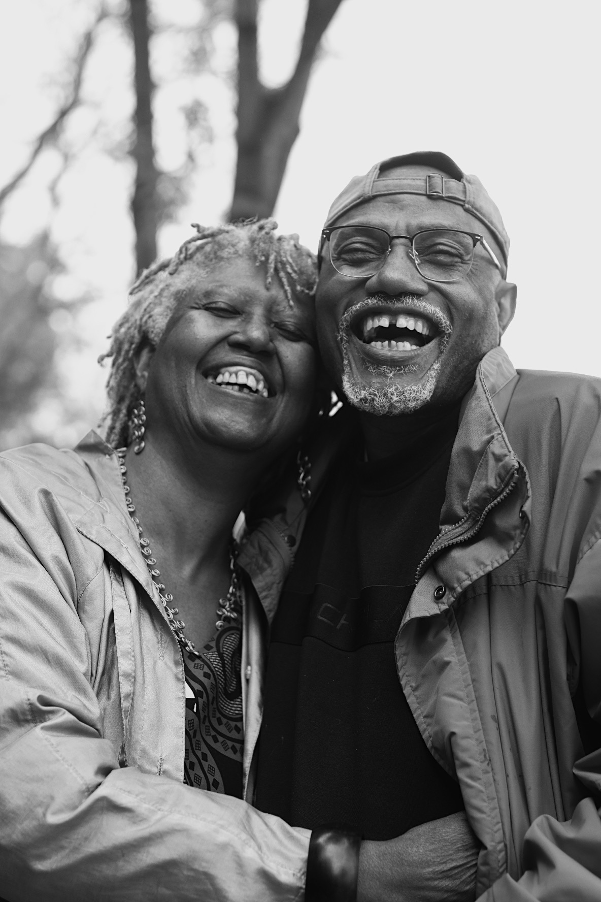 Two elders laughing together
